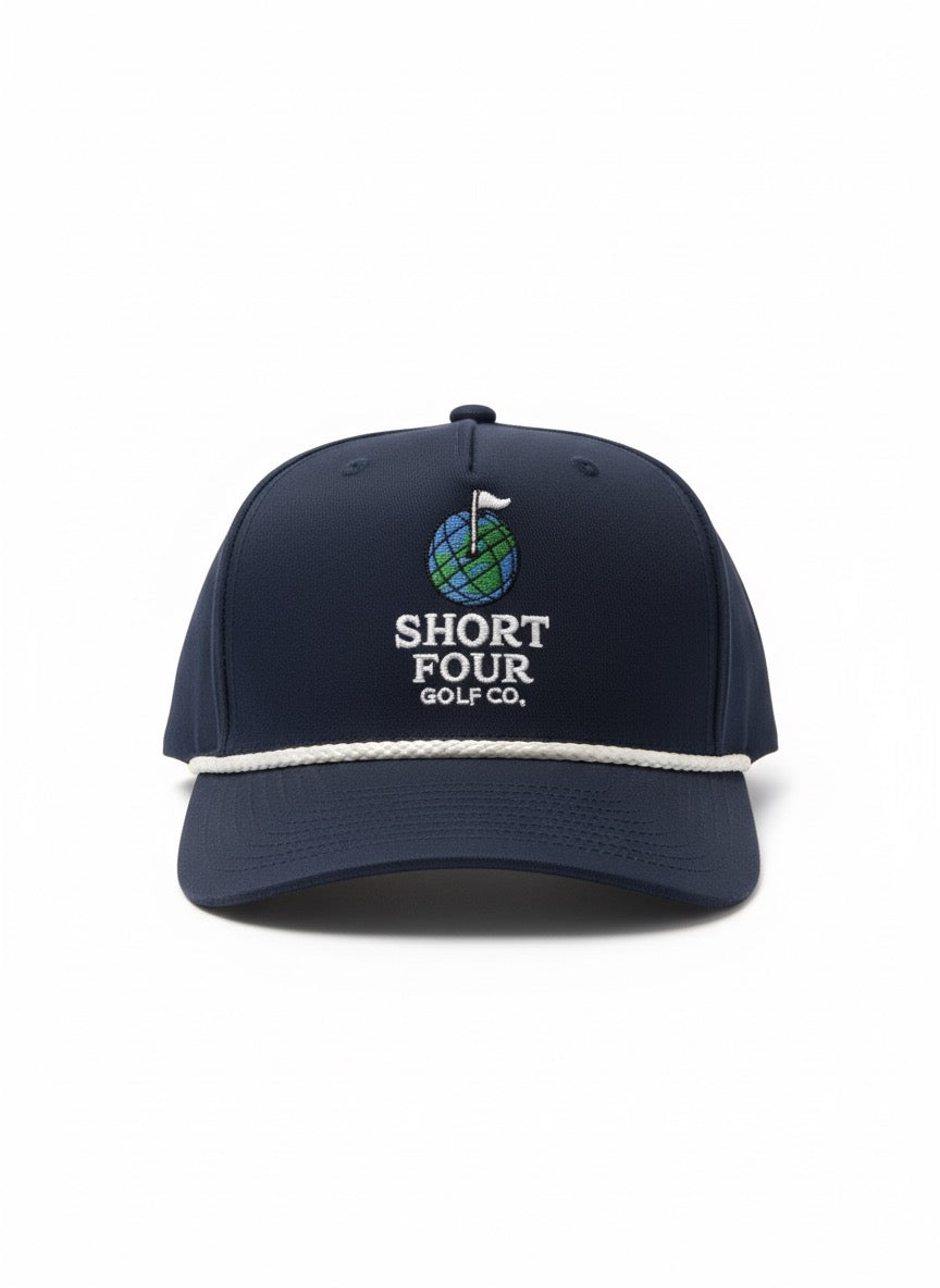 Retro Globe Embroidered Rope Hat