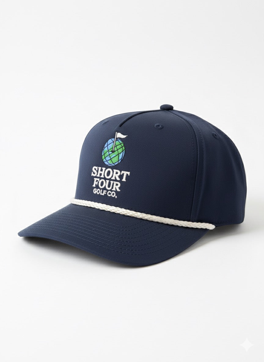 Retro Globe Embroidered Rope Hat