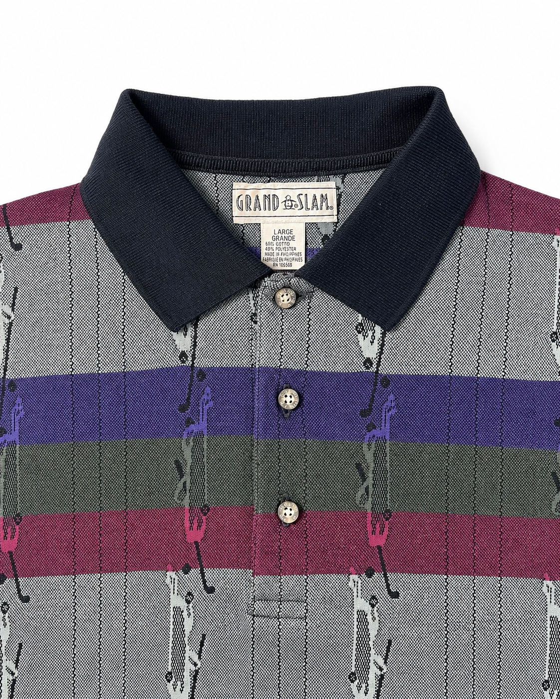Vintage 1990s Munsingwear Grand Slam Geometric Golf Polo — Large