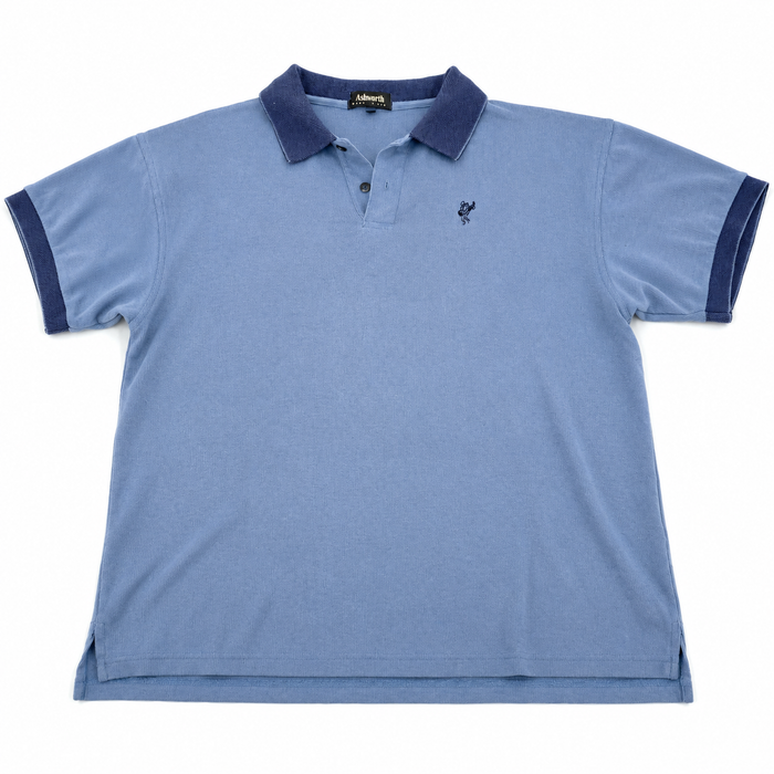 Vintage Made-in-USA Ashworth Blue Ribbed Golf Polo — Large