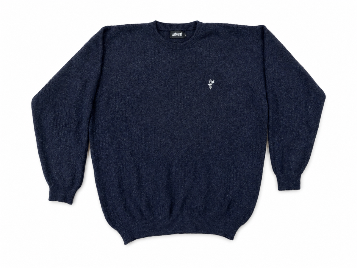 Vintage 1990s Ashworth Blue Wool-Angora Golf Sweater — Large