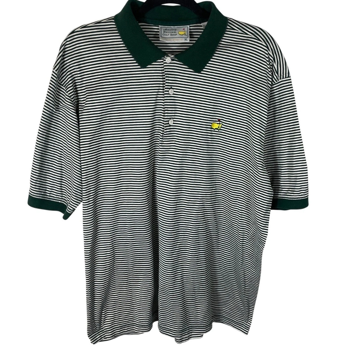 Vintage Augusta National Masters Green Striped Cotton Polo — XL