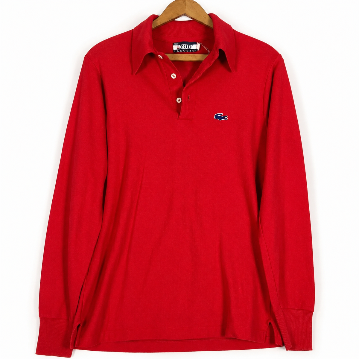 Vintage 1970s IZOD Lacoste Red Long-Sleeve Pique Polo — Medium