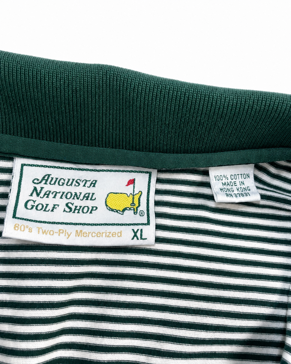 Vintage Augusta National Masters Green Striped Cotton Polo — XL