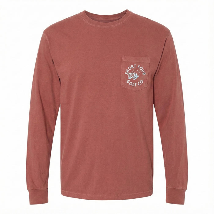 Range Finder Long Sleeve Pocket Tee in Brick
