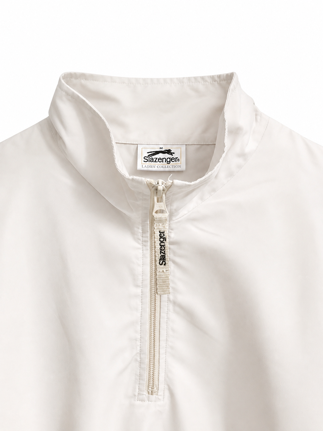 Vintage 1990s Women's Slazenger Cream Quarter-Zip Golf Pullover — Medium
